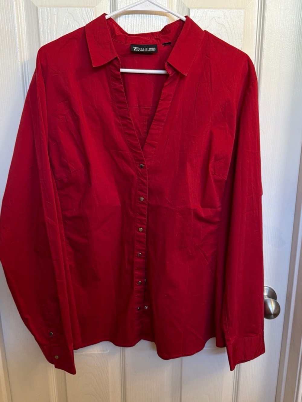 7th Avenue Women's Red Snap-Front Button Down Shirt